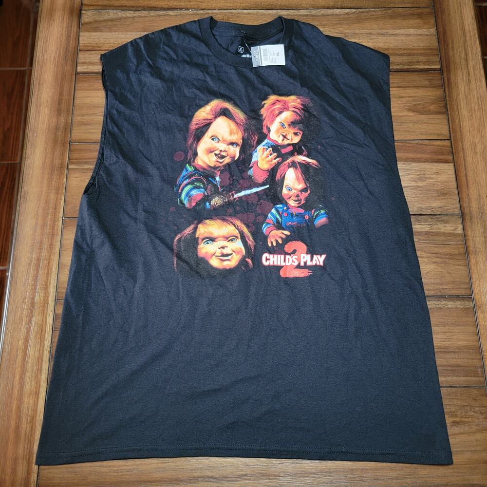 Chucky Black Sleeveless Unisex Tee "Child's Play 2" - Size XL NWT